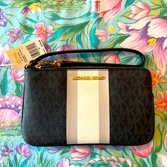Michael Kors Handbags - Michael Kors Jet Set Signature Stripe Wristlet.